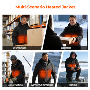 Heated Tech <strong>Jacket</strong> Heated Wholesale <strong>Winter</strong> Windbreaker <strong>Waterproof</strong> Plain Hardshell Black Men Heated <strong>Jacket</strong> - Product Image 3