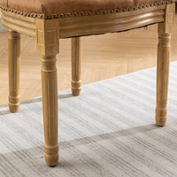 [Stock US] Ensemble de chaises de salle à manger en cuir PU sable, design français, élégant, luxueux, moderne, capitonné avec bois massif, acceptant le dropshipping US