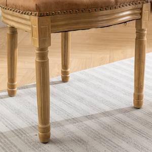 كرسي طعام أنيق وفاخر وعصري من الجلد الصناعي الرملي بتصميم فرنسي عتيق مبطن مع خشب صلب، طقم من قطعتين - Product Image 5