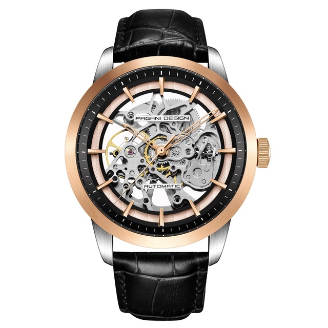 PAGANI DESIGN Unique Men Watch Skeleton Hollow Design Casual Fashion Calendar Waterproof Leather Mechanical Customized Watches