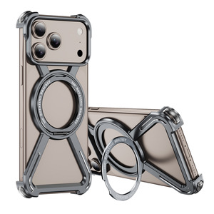 Custodia Avanzata per <span class=keywords><strong>Apple</strong></span> <span class=keywords><strong>iPhone</strong></span> 17 16 15 <span class=keywords><strong>Pro</strong></span> Max con Supporto Metallico Arancione, Protezione Antiurto per Vendite Transfrontaliere - Product Image 6
