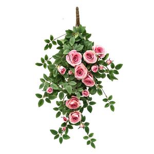 Guirlandes de roses artificielles uniques en soie pour décoration murale suspendue, plantes vertes d'intérieur - Product Image 3