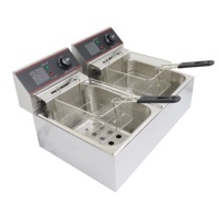 Friteuse électrique commerciale de comptoir 12L à double panier en acier inoxydable, idéale pour les restaurants et les hôtels