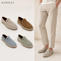 Mocassins en daim de vache pour hommes, détails métalliques, chaussures à enfiler, semelle à bord tressé, style décontracté chic, chaussures RADOLFA, couleurs personnalisées