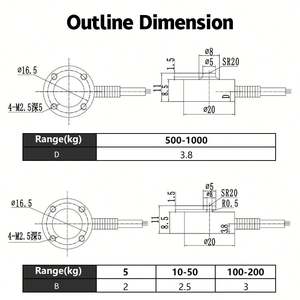 Высокоточный кнопочный тензодатчик 10 мм, 1-10 тонн, микросенсор сжатия для тестирования тактильной силы и робототехники - Product Image 5