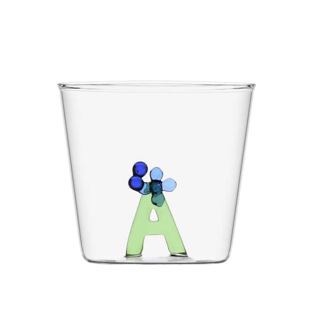 Сделанный на заказ прозрачный милый маленький боросиликат термостойкий стеклянный Алфавит Цветущий стакан