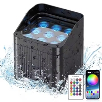 Luz Par de Batería de 90W 9x18W, 8800mAh, IP65, Inalámbrica para Exteriores, Control DMX por APP, Pantalla OLED, 25 3-12h, Iluminación de Efectos para Escenarios y Bodas