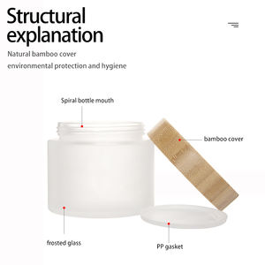 Custom Laser Logo Bambú Envase cosmético Plano 5G-200ml Crema facial Frascos de vidrio Tapón de rosca 50ml - Product Image 4
