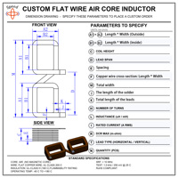 Bobine d'inductance à noyau d'air à fil plat personnalisée, courant élevé 5A-200A, faible DCR, pour chargeur EV, onduleur solaire, crossover audio