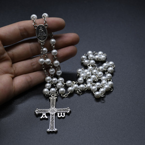 Collier de chapelet de perles avec pendentif croix, qualité AA, pour cérémonies religieuses, origine Zhejiang - Product Image 3