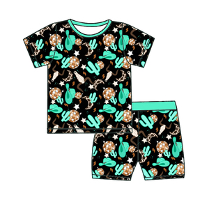 Ensemble de pyjamas en bambou pour bébé en gros, boîte mystère, prêts à expédier, imprimé western personnalisé, boîte surprise, <span class=keywords><strong>tenue</strong></span> deux pièces à manches courtes pour enfants - Product Image 5