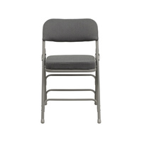 Chaise pliante portable en métal pour jardin extérieur, pliable, incurvée de qualité supérieure, en tissu gris à triple contreventement