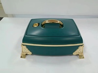 Ensemble de 3 casseroles rectangulaires de luxe en acier inoxydable isothermes 4,5L 5,5L 6,5L, chauffe-plats dorés pour mariage