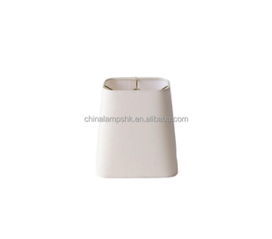 Cream White <b>Mini</b> Square Trapezoid Fabric Lampshade Brass Fitter Small Replacement Shade for <b>Bedside</b> <b>Table</b> Lamp - Product Image 1