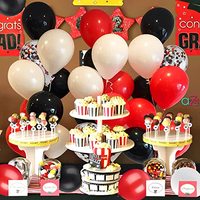 Kit de 50 ballons rouges et noirs de 10 pouces, décorations de fête pour la remise des diplômes, thème casino, fournitures de décoration pour anniversaire