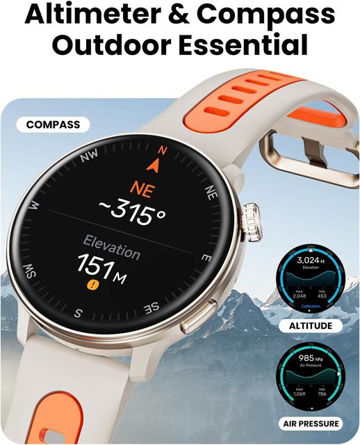 New GPS Tracking Round SmartWatch Men AMOLED HD Much Sport Mode Compass Call Health Sports IP68 Waterproof Swimming Smart Watch