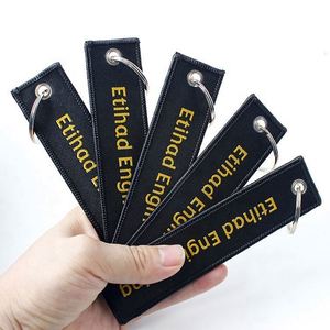 Personalized <b>Custom</b> Airplane Aviation Embroidery <b>Keychain</b> Logo Fabric Souvenir Woven Key Tag - Product Image 5