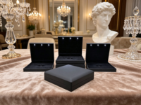 Boîte à bijoux de luxe noire avec LED, grande boîte à collier avec LED, boîte à ensemble de bijoux avec LED