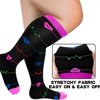 Chaussettes de compression en nylon grande taille CLASSE 2 pour les varices et l'obésité - Chaussettes de course mi-mollet unisexes