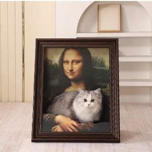 Mona Lisa Olieverfschilderij Wereldberoemd Schilderij Kattenhuis Ingesloten Krasbord Kattenhuisframe Speelgoed - Product Image 1