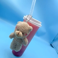 Gobelet à café en papier avec couvercle, autocollant promotionnel, ours en peluche