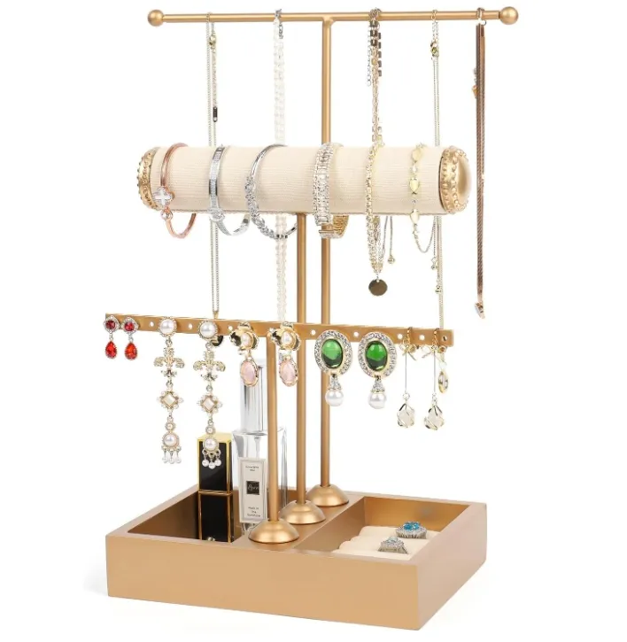 Gold Hanging Earrings Display Stand Jewelry Rack Holder Metal Gold Earring Display Stand for jewelry Shop
