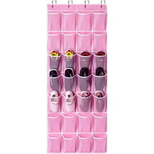 28-Pockets Foldable Hanging <b>Shoe</b> Organizer with Large Size PVC Mesh Pockets Over Door <b>Shoe</b> Rack <b>Holder</b> Non-Woven Fabric - Product Image 1