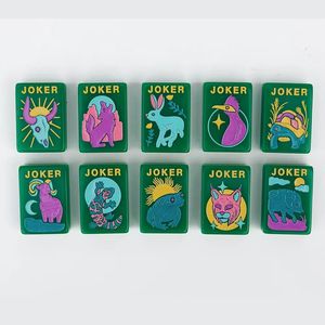 Juego de Mahjong Estilo Bohemio con Flora y <span class=keywords><strong>Fauna</strong></span> <span class=keywords><strong>Salvaje</strong></span> de EE. UU., Bloques de Acrílico Pulido Verde Esmeralda, Estilo Suroeste, para Regalo Navideño - Product Image 1