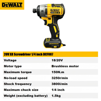 DeW DCF887 18V 1/4in Visseuse sans fil au lithium-ion, visseuse sans balais de qualité industrielle, visseuse haute performance