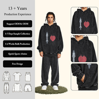 Sudadera con Capucha Oversize para Hombre, 100% Algodón Grueso Lavado a la Piedra, Estilo Holgado con Mangas Raglán y Rayas