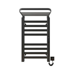 Black 6-Bar Aluminum Alloy Heated Towel Rail Wall Mount Electric Towel Warmer Waterproof Bathroom Towel Heater for Shower Room - Product Image 1
