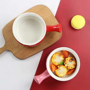 Custom-made <b>ceramic</b> bowls with handles, heat-resistant soup bowls, baking bowls, underglaze embossed strawberry <b>ceramic</b> bowls - Product Image 3