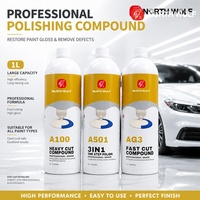 North Wolf A100 Heavy Cut 3 en 1, composé de polissage automobile, de glaçage et de finition pour plastiques, 500ml/1L