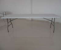 Table pliante moderne en plastique de 8 pieds, utilisation populaire pour les pique-niques, les réunions, la table de jardin, blanche