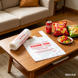 Bolsas de Polietileno Resistentes Estándar con Asa Larga para Vendedores de Comida, Supermercados y Uso Doméstico Diario (Personalizables) - Product Image 1