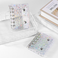 Protège-cahier M5 en PVC transparent coloré pour DIY, format A5/A6, avec double bouton, couverture étoilée remplaçable, sûr et non toxique