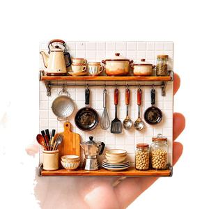 Utensilios de cocina en miniatura decorativos, imanes de resina en relieve para nevera, escenas en miniatura retro y acogedoras para el hogar - Product Image 4