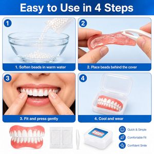 Prothèses dentaires pour hommes et femmes, fausses dents moulées avec couvercles supérieurs et inférieurs, teinte naturelle, fausses dents et facettes - Product Image 6