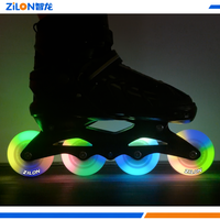 Roues de patins à roulettes ZILON OEM à changement de couleur, en PU, à rebond élevé, avec LED clignotantes, roulements ABEC-7/9, étanches, 80MM 90MM 110MM