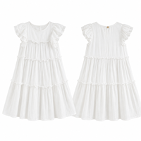 Robes d'été sans manches à volants personnalisées en gros pour adolescentes, robe en coton blanc uni pour enfants