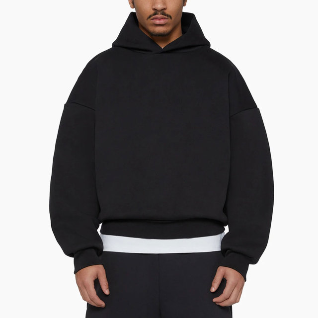 Custom Logo Winter Heavyweight Hoodie Boxy 400 GSM Plain Hoodies for Men Cropped Boxy Fit Digital Printing Hoodie