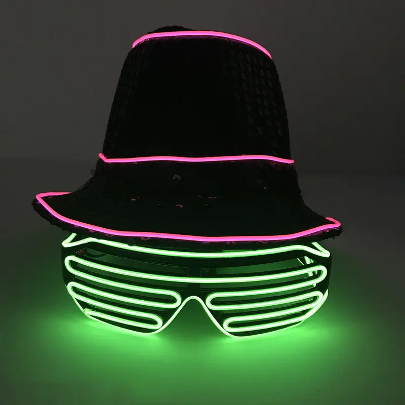 2024 năm mới cosplay Neon LED tùy chỉnh phát sáng ánh sáng EL dây Top hat đêm Đảng mặc đèn LED mũ cho lễ hội