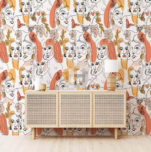 Abstrait Femme <span class=keywords><strong>Visage</strong></span> <span class=keywords><strong>Papier</strong></span> <span class=keywords><strong>Peint</strong></span> Mural Salon Art Moderne Décoration Murale - Product Image 3