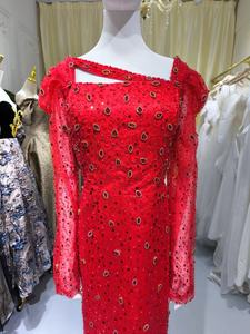 S1061F 2025 nouvelles <span class=keywords><strong>robes</strong></span> de soirée scintillantes pour l'hiver Empire 4XL à manches <span class=keywords><strong>longues</strong></span> Satin arabe Aso Ebi <span class=keywords><strong>robes</strong></span> de bal - Product Image 4