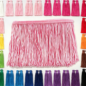 Colorful 4-inch Cotton Tassel with Wide <b>Fringe</b> Trim Lace Decorative Polyester Fibre for Clothes & Accessories - Product Image 1