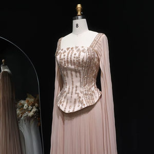 Jancember zarif kapalı omuz ile iki parçalı abiye pelerin kollu arapça parti balo kıyafetleri kadınlar için Lsz349 - Product Image 5