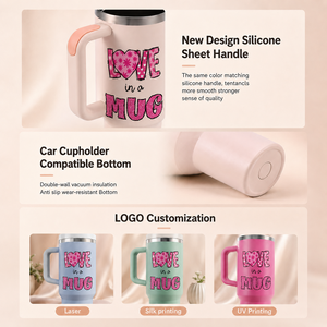Custom Logo Stainless Steel <b>Double</b> <b>Wall</b> Vacuum Insulated Tumbler Handle Straw 14-40oz Sizes BPA Free Thermal Insulation >24 - Product Image 3