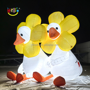 Décoration de canard gonflable géant personnalisé avec tête de tournesol LED, <span class=keywords><strong>sculpture</strong></span> lumineuse pour jardin, directement de l'usine - Product Image 5