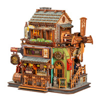 Model Perakitan Mekanik DIY Kedai Sudut Jalan, Model Mainan Rumah Mini DIY Perakitan Buatan Tangan