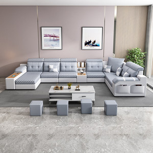 免洗科技布艺沙发客厅组合简约现代大户型转角防猫抓布艺沙发家具 - Product Image 3